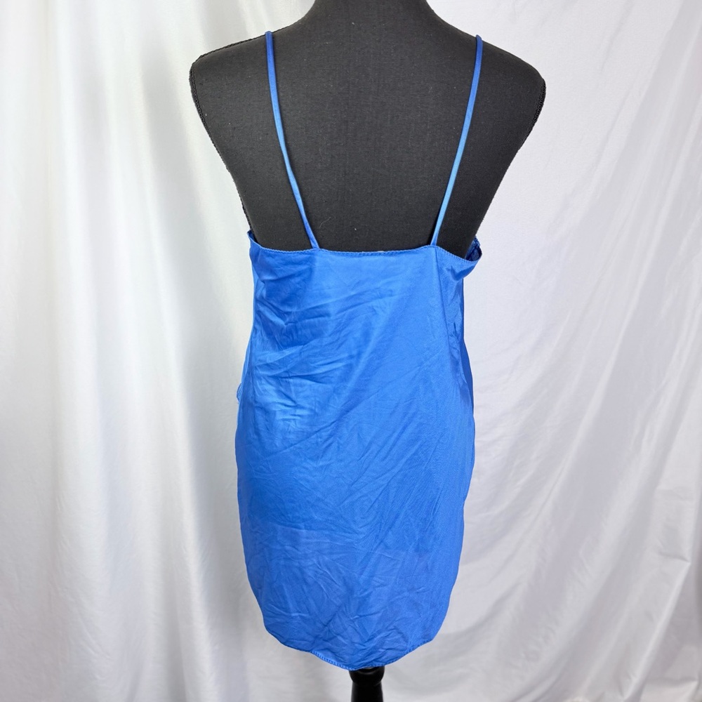 Vintage Janice Lee Blue Lace Trim Slip Nightgown Size L | Fantasy Nightwear - Picture 5 of 10